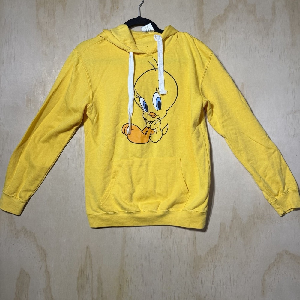 Looney Tunes Tweety Sweater Women's Medium 7-9‎  Yellow Pullover Hoodie